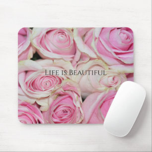 Pink Roses Floral (photography by me) Mouse Mat