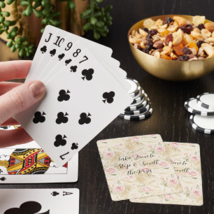 Pink Roses Floral Playing Cards