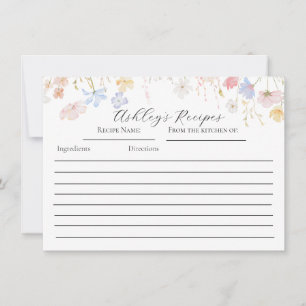Pink Roses Floral Recipe cards