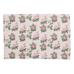 Pink Roses Floral Shabby Chic Cottage core  Pillowcase