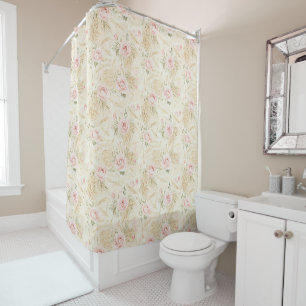Pink Roses Floral Shower Curtain