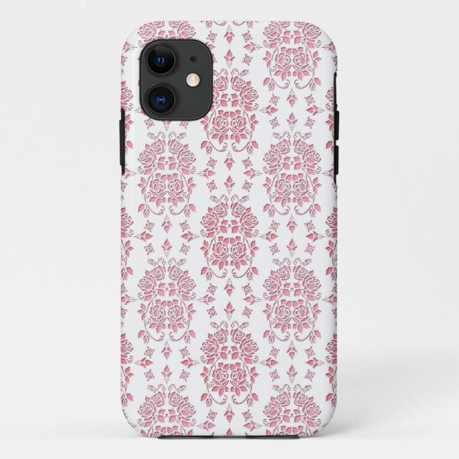 Pink Roses Floral Style Damask Pattern Case-Mate iPhone Case (Back)