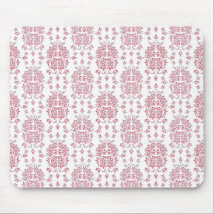 Pink Roses Floral Style Damask Pattern Mouse Mat
