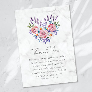 Pink Roses Floral Sympathy Funeral Thank You Card