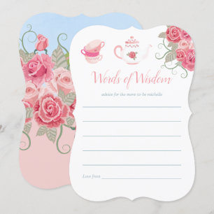 Pink Roses Floral Tea Party Baby Shower Mum Advice Invitation