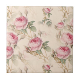 Pink Roses Floral Tile