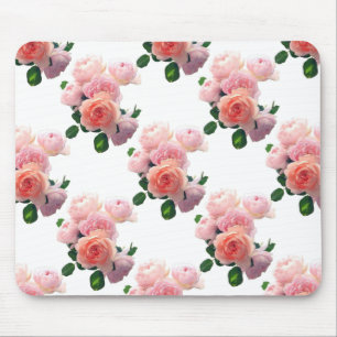 Pink Roses Floral Watercolor Art Trendy Template Mouse Mat