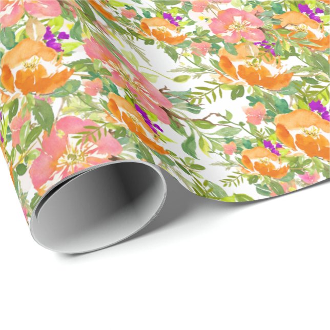 Pink Roses Floral Wrapping Paper (Roll Corner)