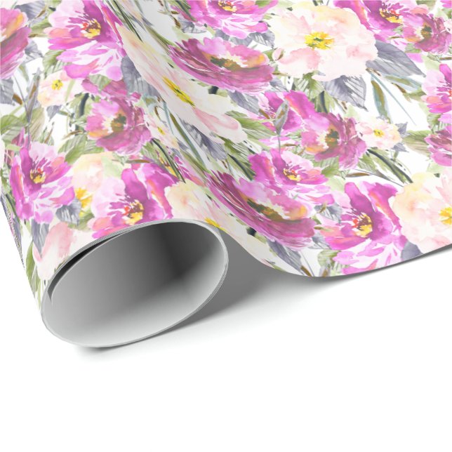 Pink Roses Floral Wrapping Paper (Roll Corner)