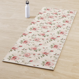 Pink Roses Floral Yoga Mat