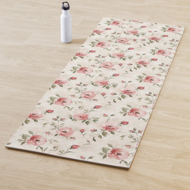 Pink Roses Floral  Yoga Mat (In Situ)