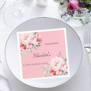 Pink roses florals elegant Confirmation Napkin