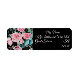 Pink Roses flower floral Return Address Labels