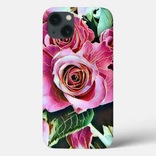 PINK ROSES FLOWERS iPhone 13 CASE