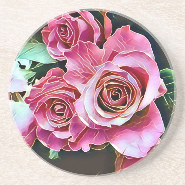 PINK ROSES FLOWERS COASTER (Front)