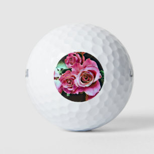 PINK ROSES FLOWERS GOLF BALLS