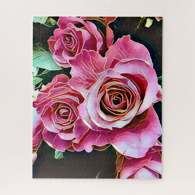 PINK ROSES FLOWERS JIGSAW PUZZLE (Vertical)