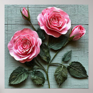 Pink Roses flowers Romantic Floral Wall Art 💕
