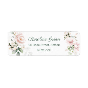 Pink Roses Foliage Return Address