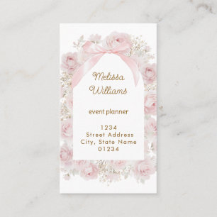 pink roses frame business card