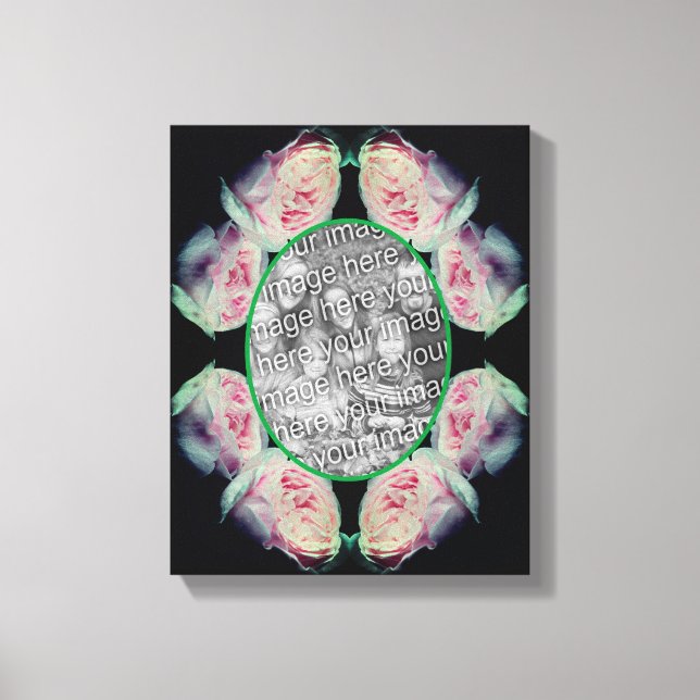 Pink Roses Frame Create Your Own Photo Canvas Print (Front)