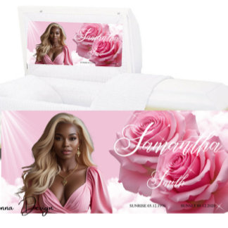Pink Roses Funeral Casket Insert, Memorial Sign
