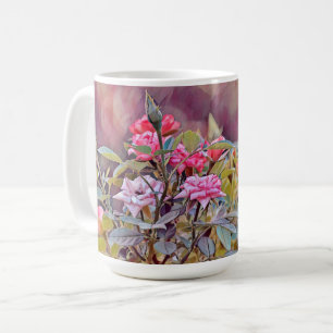 Pink Roses Garden Art Flower Mug Cup