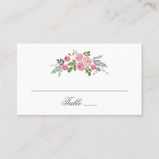 Pink roses. Garden flowers. Floral wedding chic Place Card (Front)