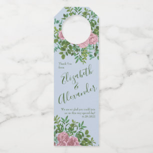 Pink Roses Garden Spring Wedding Bottle Tag