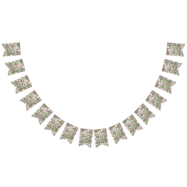 Pink Roses Garden Spring Wedding Bunting (All)