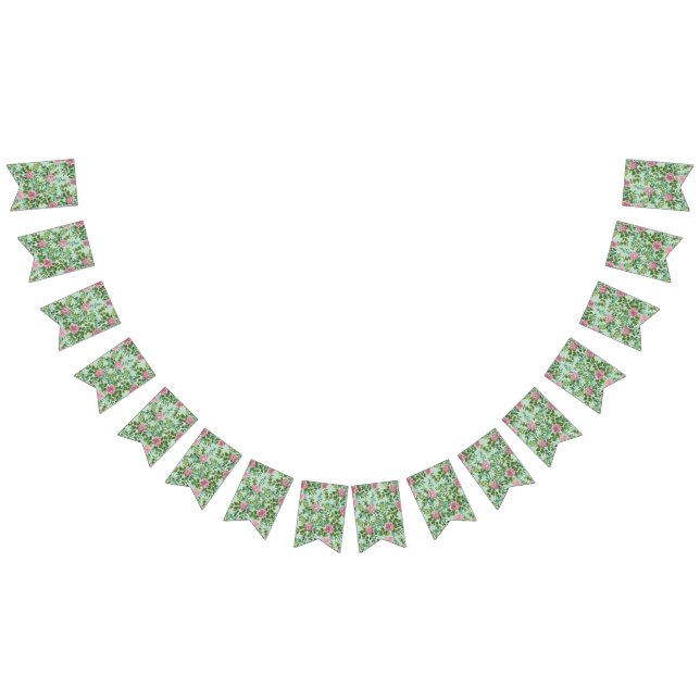 Pink Roses Garden Spring Wedding Bunting (All)