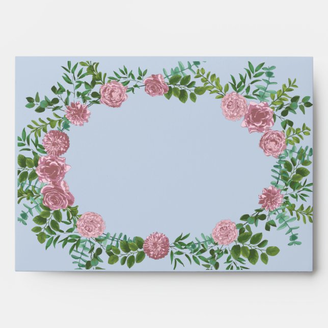 Pink Roses Garden Spring Wedding Envelope (Front)