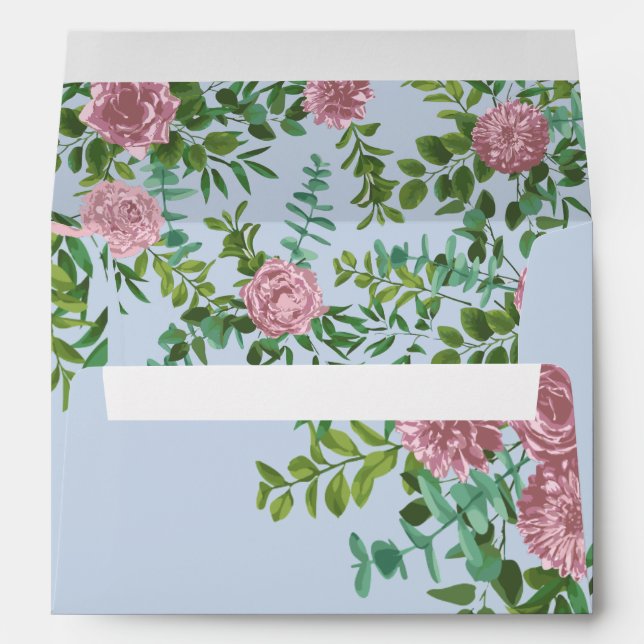 Pink Roses Garden Spring Wedding Envelope (Back (Bottom))