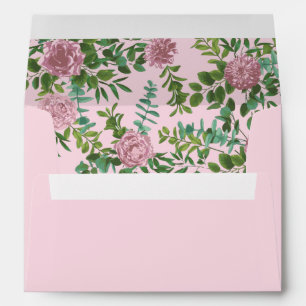 Pink Roses Garden Spring Wedding Envelope