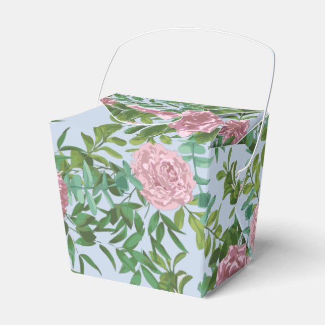 Pink Roses Garden Spring Wedding Favour Box (Front Side)