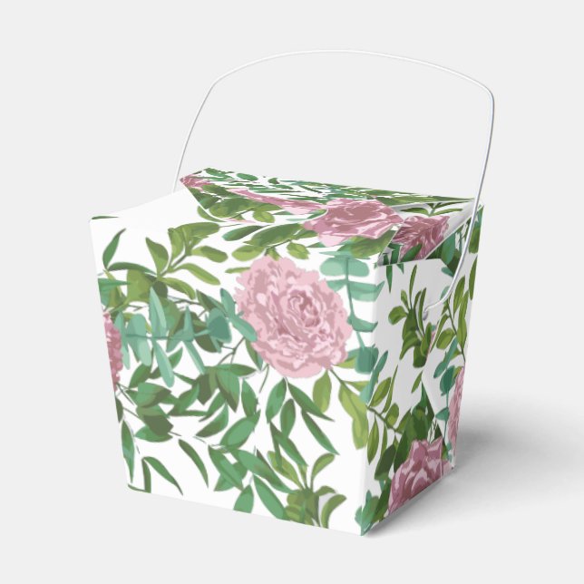 Pink Roses Garden Spring Wedding Favour Box (Front Side)
