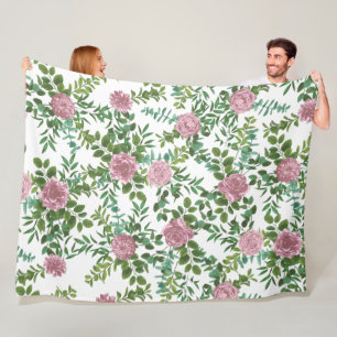 Pink Roses Garden Spring Wedding Fleece Blanket