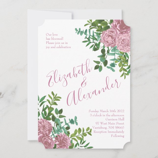 Pink Roses Garden Spring Wedding Invitation (Front)