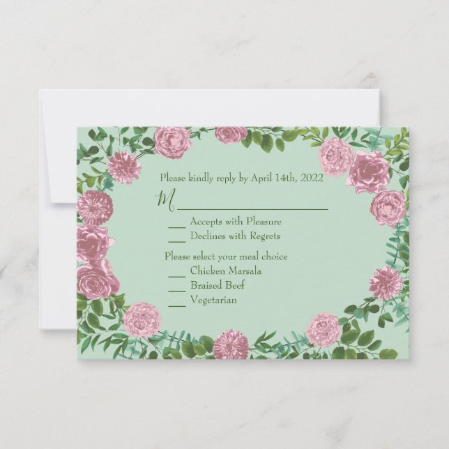 Pink Roses Garden Spring Wedding Invitation (Front)