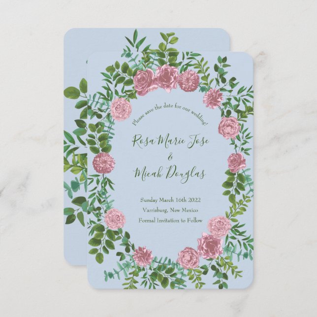 Pink Roses Garden Spring Wedding Invitation (Front/Back)