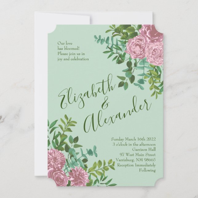 Pink Roses Garden Spring Wedding Invitation (Front)