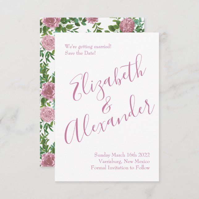 Pink Roses Garden Spring Wedding Invitation (Front/Back)