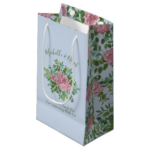 Pink Roses Garden Spring Wedding Small Gift Bag