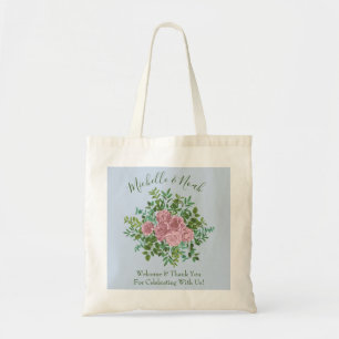Pink Roses Garden Spring Wedding Tote Bag