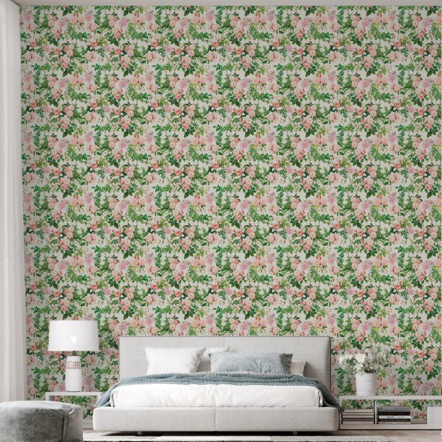 Pink Roses Garden Wallpaper (Bedroom)