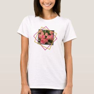 Pink Roses Geometric   T-Shirt