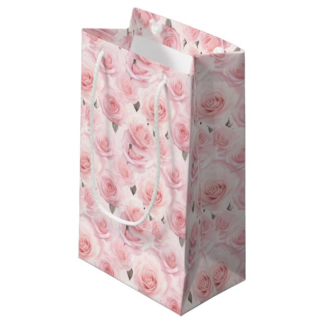 Pink Roses Gift Bag (Front Angled)