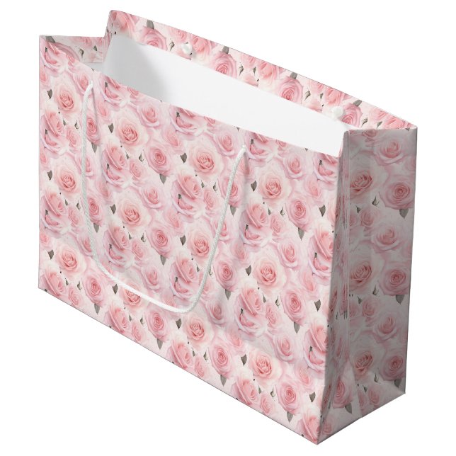 Pink Roses Gift Bag (Front Angled)