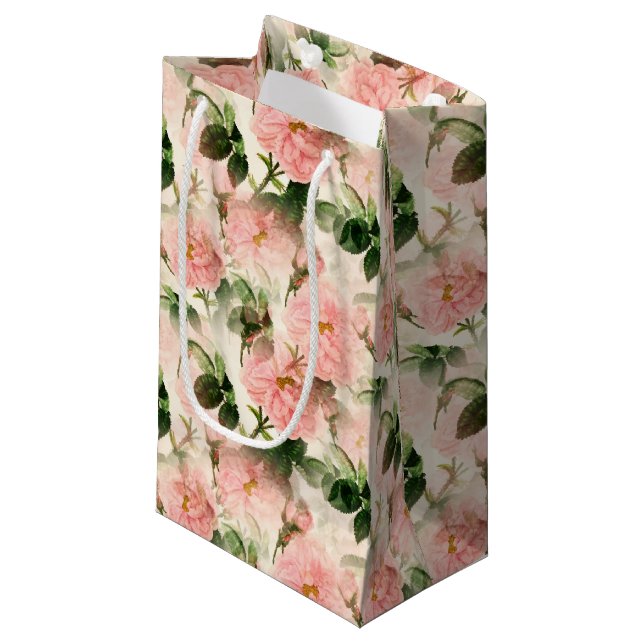 Pink Roses Gift Bag (Front Angled)