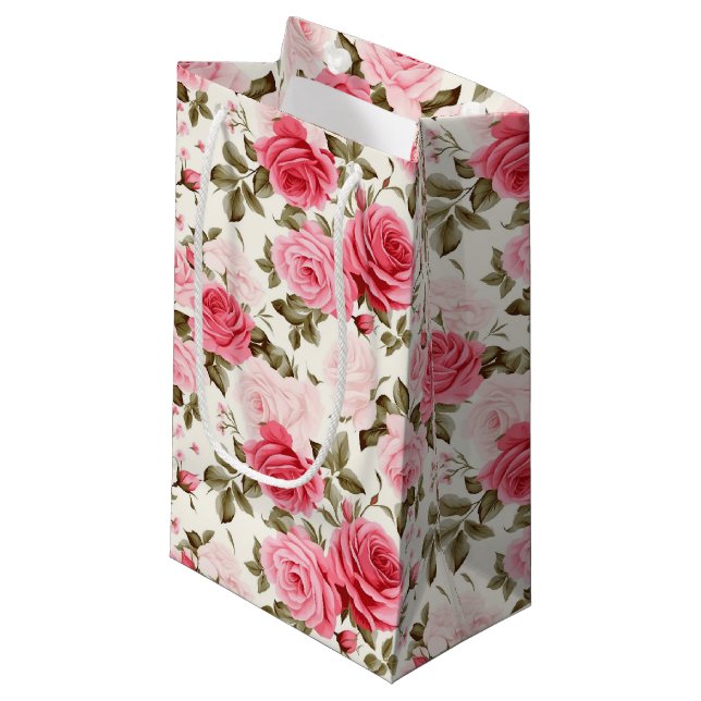Pink Roses Gift Bag (Front Angled)